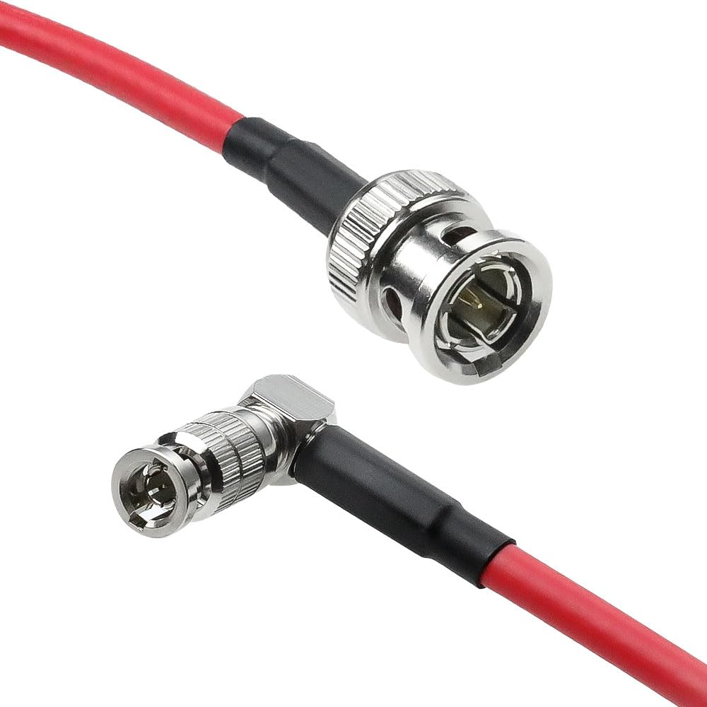 Alvin's Cables Micro BNC to BNC Cable 12G-SDI High Speed 4K UHD Video Coaxial Cable, Right Angle Micro BNC 75 Ohm Ultra-Soft for Blackmagic Video Assist 5" Monitor,Red 50CM|19.7inches