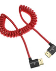 Alvin's Cables 8K HDMI 2.1 Cable 8K 60Hz 4K 120Hz High-Speed for Atomos Ninja Monitor, Left to Right Angle Braided Coiled HDMI Cable for Sony FX3 FS5 FS7 FX9,for Canon C300 C500,for Nikon Z9 Camera, Red