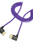 Alvin's Cables 8K HDMI 2.1 Cable 8K 60Hz 4K 120Hz High-Speed for Atomos Ninja Monitor,Left to Right Angle Braided Coiled Cable for Sony FS5 FS7 FX9,for Canon C300 C500,for Nikon Z9 Camera,Purple