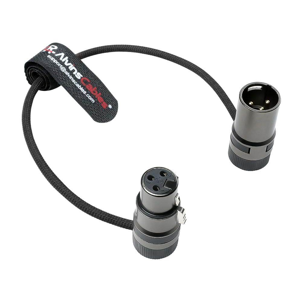 Alvin's Cables Rotatable Low-Profile XLR 3 Pin Male to Female Ultra-Flexible Coiled Cable, Aramid-Reinforced for Sony|Canon|Blackmagic Pro Cameras & Studio Audio