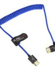 Alvin's Cables 8K HDMI 2.1 High-Speed Cable 8K@60Hz 4K@120Hz Braided Coiled Cable for Atomos Ninja,for Feelworld,for Sony FS5 FS7 FX9,BMPCC,for Canon C300 C500,Right Angle Blue