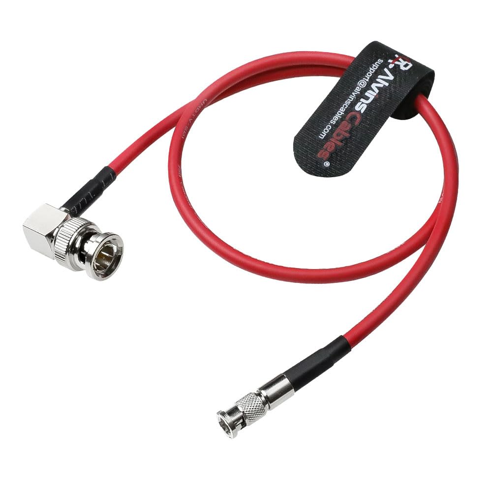 Alvin's Cables Micro BNC to BNC Cable 12G-SDI High Speed 4K UHD Video Coaxial Cable, Right Angle BNC 75 Ohm Ultra-Soft for Blackmagic Video Assist 5" Monitor,Red 50CM|19.7inches
