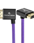 Alvin's Cables 8K HDMI 2.1 Cable 8K@60Hz 4K@120Hz High-Speed Braided Coiled Cable for Atomos Ninja,for Feelworld,for Sony FS5 FS7 FX9,BMPCC,for Canon C300 C500,Left to Up Angle Purple