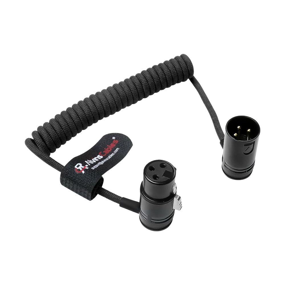 Alvin's Cables Low-Profile XLR 3 Pin Male to Female Ultra-Flexible Coiled Cable, Aramid-Reinforced for Sony|Canon|Blackmagic Pro Cameras & Studio Audio