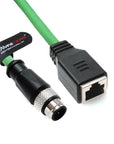 Alvin's Cables M12 D-Code 4 Pin Male to RJ45 Female Ethernet Cable for Industrial Camera Sensor, RJ45 Female Socket High-Flex Cat5e Cable for Automation Application