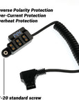 Alvin’s Cables D-tap Splitter 1 to 3 Port P-tap Adapter Coiled Cable for SmallRig| IDX V-Mount Gold Mount Battery with Battery Level Display, Reverse Polarity, Over-Current, Overheat Protection