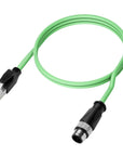 Alvin's Cables M12 D-Code 4 Pin Male to RJ45 Ethernet Cable High-Flex for Industrial Camera Sensor, Automation Application 3.3ft/1m Green