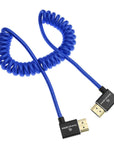 Alvin's Cables 8K HDMI 2.1 Cable 8K 60Hz 4K 120Hz High-Speed for Atomos Ninja Monitor,Left to Right Angle Braided Coiled Cable for Sony FS5 FS7 FX9,for Canon C300 C500,for Nikon Z9 Camera,Blue