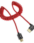 Alvin's Cables 8K HDMI 2.1 High-Speed Cable 8K@60Hz 4K@120Hz Braided Coiled Cable for Atomos Ninja,for Feelworld,for Sony FS5 FS7 FX9,BMPCC,for Canon C300 C500,Right Angle Red