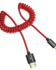 Alvin's Cables 8K 2.1 Micro HDMI to HDMI Coiled Cable for Atomos Ninja V, 8K@60Hz 4K@60Hz High-Speed HDMI Cable for Sony A7RIII A7II A7M3, for Canon R5 M6, for FUJIFILM X-T4 X-T3, Braided Red