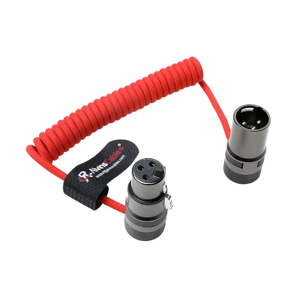 Alvin's Cables Rotatable Low-Profile XLR 3 Pin Male to Female Ultra-Flexible Coiled Cable, Aramid-Reinforced for Sony|Canon|Blackmagic Pro Cameras & Studio Audio