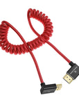 Alvin's Cables 8K HDMI 2.1 Cable 48Gbps 8K@60Hz 4K@120Hz High-Speed Braided Coiled Cable for Sony FS5 FS7 FX9,BMPCC,for Canon C300 C500,for Atomos Ninja,for Feelworld,Right to Up Angle Red