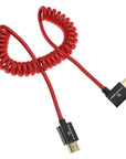 Alvin's Cables 8K HDMI 2.1 Cable for Atomos Ninja V Monitor,for Sony FS5 FS7,BMPCC,for Canon C300 C500 Camera,8K@60Hz 4K@120Hz 48Gbps High-Speed Braided Coiled Cable Left Angle Red