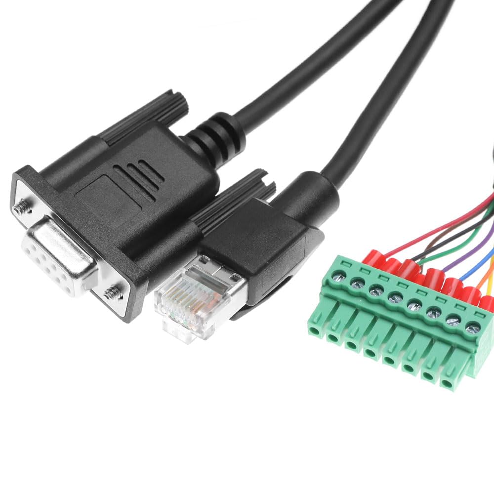 Alvin's Cables M12 A-Code 17 Pin Power Data Ethernet Cable for Hikrobot ID2000 ID3000 Barcode Readers, SC2000 SC3000 Vision Sensors, M12 17 Pin Female to RJ45 DB9 Interface Integrated Cable