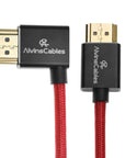 Alvin's Cables 8K HDMI 2.1 Cable for Atomos Ninja V Monitor,for Sony FS5 FS7,BMPCC,for Canon C300 C500 Camera,8K@60Hz 4K@120Hz 48Gbps High-Speed Braided Coiled Cable Left Angle Red