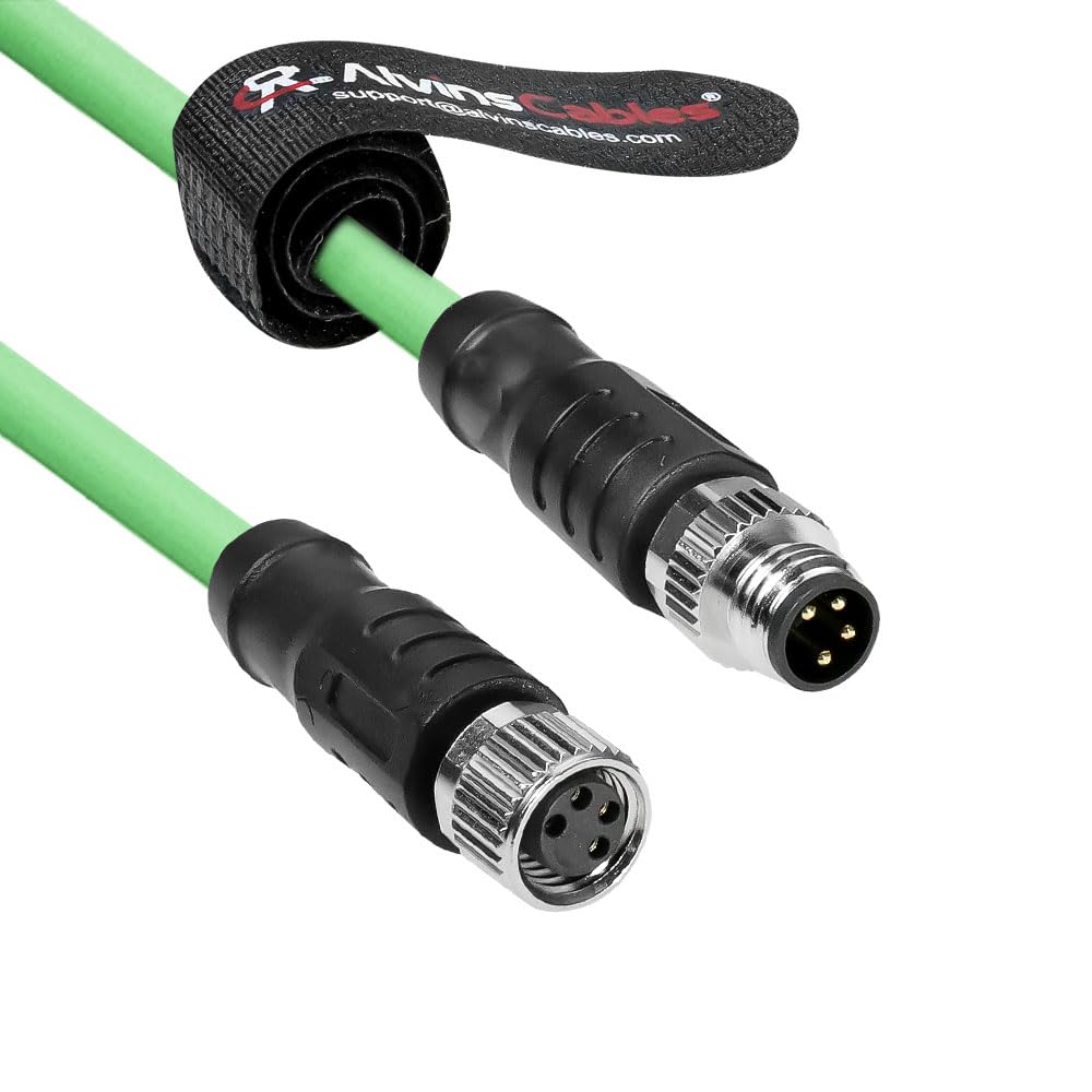 Alvin's Cables M8 A-Code 4 Pin Male to 4 Pin Female Cable High-Flex Shielded for Beckhoff ZK1090-3132 Industrial Automation EtherCAT Fieldbus