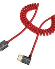 Alvin's Cables 8K HDMI 2.1 High-Speed Cable 8K@60Hz 4K@120Hz Braided Coiled Cable for Atomos Ninja,for Feelworld,for Sony FS5 FS7 FX9,BMPCC,for Canon C300 C500,Right Angle Red