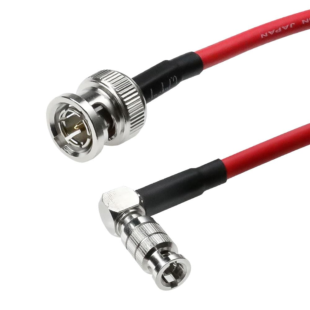 Alvin's Cables Micro BNC to BNC Cable 12G-SDI High Speed 4K UHD Video Coaxial Cable, Right Angle Micro BNC 75 Ohm Ultra-Soft for Blackmagic Video Assist 5" Monitor,Red 50CM|19.7inches