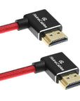 Alvin's Cables 8K HDMI Cable for Atomos Ninja,2.1 48Gbps 8K@60Hz 4K@120Hz High-Speed Braided Coiled Cable for Sony FS5 FS7 FX9,BMPCC,for Canon C300 C500,for Feelworld,Right to Right Angle Red