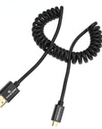 Alvin's Cables 8K 2.1 Micro HDMI to HDMI Coiled Cable for Atomos Ninja V, 8K@60Hz 4K@60Hz High-Speed HDMI Cable for Sony A7RIII A7II A7M3, for FUJIFILM X-T4 X-T3, Braided Black