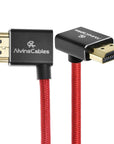 Alvin's Cables 8K HDMI 2.1 Cable 8K@60Hz 4K@120Hz High-Speed Braided Coiled Cable for Atomos Ninja,for Feelworld,for Sony FS5 FS7 FX9,BMPCC,for Canon C300 C500,Left to Up Angle Red