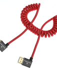 Alvin's Cables 8K HDMI Cable for Atomos Ninja,2.1 48Gbps 8K@60Hz 4K@120Hz High-Speed Braided Coiled Cable for Sony FS5 FS7 FX9,BMPCC,for Canon C300 C500,for Feelworld,Right to Right Angle Red