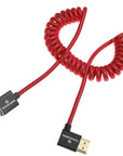 Alvin's Cables 8K HDMI 2.1 Cable for Atomos Ninja V Monitor,for Sony FS5 FS7,BMPCC,for Canon C300 C500 Camera,8K@60Hz 4K@120Hz 48Gbps High-Speed Braided Coiled Cable Left Angle Red
