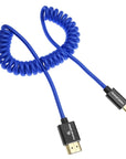 Alvin's Cables 8K 2.1 Micro HDMI to HDMI Coiled Cable for Atomos Ninja V, 8K@60Hz 4K@60Hz High-Speed HDMI Cable for Sony A7RIII A7II A7M3, for Canon R5 M6, for FUJIFILM X-T4 X-T3, Braided Blue
