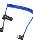 Alvin's Cables 8K HDMI Cable for Atomos Ninja,2.1 48Gbps 8K@60Hz 4K@120Hz High-Speed Braided Coiled Cable for Sony FS5 FS7 FX9,BMPCC,for Canon C300 C500,for Feelworld,Right to Right Angle Blue