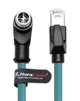 Alvin's Cables M12 X-Code 8 Pin Male to RJ45 Ethernet Cable for Cognex Keyence Camera, High-Flex Cat6a Cable for Industrial Automation, Fieldbus Module, Robotics, Right Angle