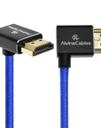 Alvin's Cables 8K HDMI 2.1 Cable 48Gbps 8K@60Hz 4K@120Hz High-Speed Braided Coiled Cable for Sony FS5 FS7 FX9,BMPCC,for Canon C300 C500,for Atomos Ninja,for Feelworld,Right to Up Angle Blue