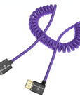 Alvin's Cables 8K HDMI 2.1 High-Speed Cable 8K@60Hz 4K@120Hz Braided Coiled Cable for Atomos Ninja,for Feelworld,for Sony FS5 FS7 FX9,BMPCC,for Canon C300 C500,Right Angle Purple