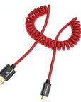 Alvin's Cables 8K 2.1 Micro HDMI to HDMI Coiled Cable for Atomos Ninja V, 8K@60Hz 4K@60Hz High-Speed HDMI Cable for Sony A7RIII A7II A7M3, for Canon R5 M6, for FUJIFILM X-T4 X-T3, Braided Red
