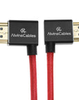 Alvin's Cables 8K HDMI 2.1 Cable 8K 60Hz 4K 120Hz High-Speed for Atomos Ninja Monitor, Left to Right Angle Braided Coiled HDMI Cable for Sony FX3 FS5 FS7 FX9,for Canon C300 C500,for Nikon Z9 Camera, Red