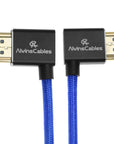 Alvin's Cables 8K HDMI 2.1 Cable 8K 60Hz 4K 120Hz High-Speed for Atomos Ninja Monitor,Left to Right Angle Braided Coiled Cable for Sony FS5 FS7 FX9,for Canon C300 C500,for Nikon Z9 Camera,Blue