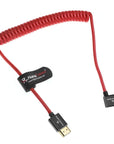 Alvin's Cables 8K HDMI 2.1 Cable for Atomos Ninja V Monitor,for Sony FS5 FS7,BMPCC,for Canon C300 C500 Camera,8K@60Hz 4K@120Hz 48Gbps High-Speed Braided Coiled Cable Left Angle Red