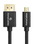 Alvin's Cables 8K 2.1 Micro HDMI to HDMI Coiled Cable for Atomos Ninja V, 8K@60Hz 4K@60Hz High-Speed HDMI Cable for Sony A7RIII A7II A7M3, for FUJIFILM X-T4 X-T3, Braided Black