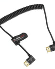 Alvin's Cables 8K HDMI Cable for Atomos Ninja,2.1 48Gbps 8K@60Hz 4K@120Hz High-Speed Braided Coiled Cable for Sony FS5 FS7 FX9,BMPCC,for Canon C300 C500,for Feelworld,Right to Right Angle Black