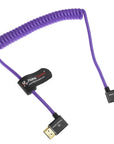 Alvin's Cables 8K HDMI 2.1 Cable 8K 60Hz 4K 120Hz High-Speed for Atomos Ninja Monitor,Left to Right Angle Braided Coiled Cable for Sony FS5 FS7 FX9,for Canon C300 C500,for Nikon Z9 Camera,Purple
