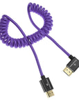 Alvin's Cables 8K HDMI 2.1 High-Speed Cable 8K@60Hz 4K@120Hz Braided Coiled Cable for Atomos Ninja,for Feelworld,for Sony FS5 FS7 FX9,BMPCC,for Canon C300 C500,Right Angle Purple
