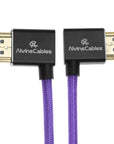 Alvin's Cables 8K HDMI 2.1 Cable 8K 60Hz 4K 120Hz High-Speed for Atomos Ninja Monitor,Left to Right Angle Braided Coiled Cable for Sony FS5 FS7 FX9,for Canon C300 C500,for Nikon Z9 Camera,Purple