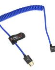 Alvin's Cables 8K HDMI 2.1 Cable for Atomos Ninja V Monitor,for Sony FS5 FS7,BMPCC,for Canon C300 C500 Camera,8K@60Hz 4K@120Hz 48Gbps High-Speed Braided Coiled Cable Left Angle Blue