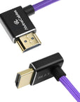 Alvin's Cables 8K HDMI 2.1 Cable 8K@60Hz 4K@120Hz High-Speed Braided Coiled Cable for Atomos Ninja,for Feelworld,for Sony FS5 FS7 FX9,BMPCC,for Canon C300 C500,Left to Up Angle Purple