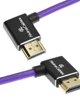 Alvin's Cables 8K HDMI 2.1 Cable 8K 60Hz 4K 120Hz High-Speed for Atomos Ninja Monitor,Left to Right Angle Braided Coiled Cable for Sony FS5 FS7 FX9,for Canon C300 C500,for Nikon Z9 Camera,Purple