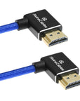 Alvin's Cables 8K HDMI Cable for Atomos Ninja,2.1 48Gbps 8K@60Hz 4K@120Hz High-Speed Braided Coiled Cable for Sony FS5 FS7 FX9,BMPCC,for Canon C300 C500,for Feelworld,Right to Right Angle Blue