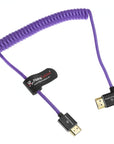 Alvin's Cables 8K HDMI 2.1 High-Speed Cable 8K@60Hz 4K@120Hz Braided Coiled Cable for Atomos Ninja,for Feelworld,for Sony FS5 FS7 FX9,BMPCC,for Canon C300 C500,Right Angle Purple