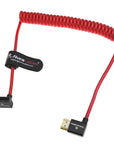 Alvin's Cables 8K HDMI 2.1 Cable 48Gbps 8K@60Hz 4K@120Hz High-Speed Braided Coiled Cable for Sony FS5 FS7 FX9,BMPCC,for Canon C300 C500,for Atomos Ninja,for Feelworld,Right to Up Angle Red