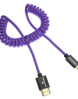 Alvin's Cables 8K 2.1 Micro HDMI to HDMI Coiled Cable for Atomos Ninja V, 8K@60Hz 4K@60Hz High-Speed HDMI Cable for Sony A7RIII A7II A7M3, for Canon R5 M6, for FUJIFILM X-T4 X-T3, Braided Purple
