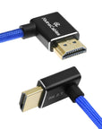 Alvin's Cables 8K HDMI 2.1 Cable 48Gbps 8K@60Hz 4K@120Hz High-Speed Braided Coiled Cable for Sony FS5 FS7 FX9,BMPCC,for Canon C300 C500,for Atomos Ninja,for Feelworld,Right to Up Angle Blue