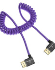 Alvin's Cables 8K HDMI Cable for Atomos Ninja,2.1 48Gbps 8K@60Hz 4K@120Hz High-Speed Braided Coiled Cable for Sony FS5 FS7 FX9,BMPCC,for Canon C300 C500,for Feelworld,Right to Right Angle Purple